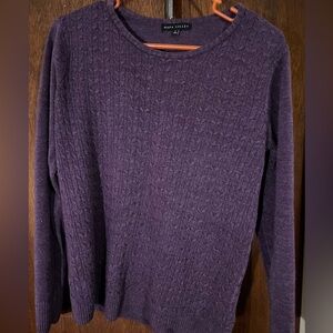 Purple cable knit long sleeve sweater